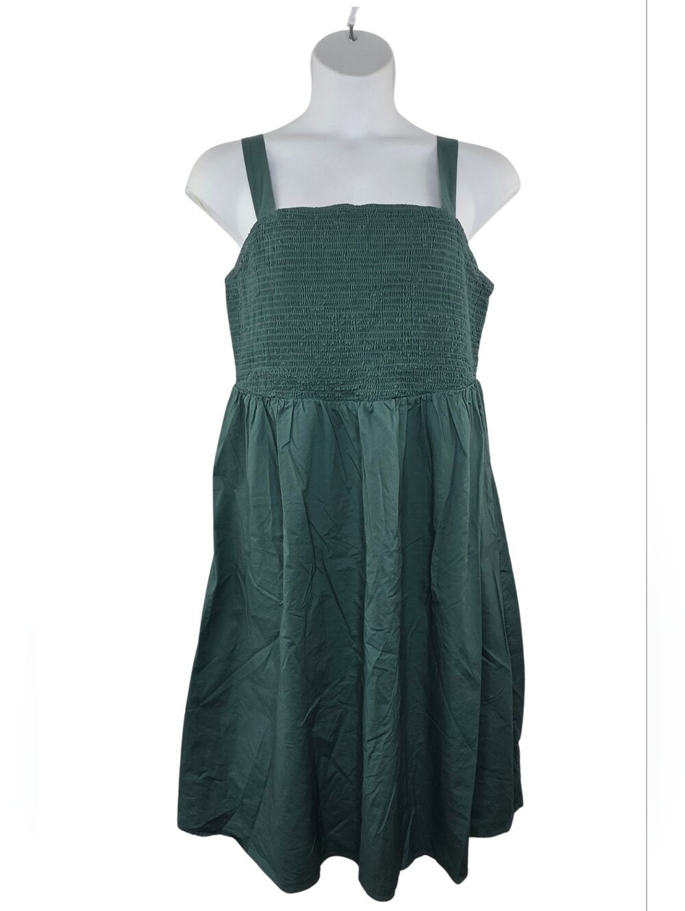 Ava & Viv 2X Green Smocked Midi Sundress 4045-